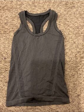 Athleta Charcoal Striped Racerback Tank